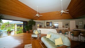 Hus - flera sängar - utsikt mot stranden (Absolute Beachfront Fiji) | Vardagsrum | Tv
