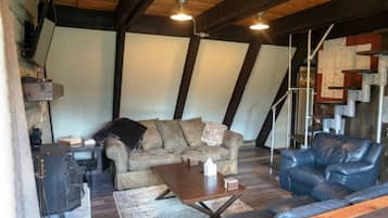 Family Cabin, Multiple Beds, Non Smoking | Living room | TV, fireplace