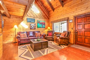 Family Cabin, Multiple Beds, Non Smoking | Living room | TV, fireplace - Webb Cabin Mountain (Angel Fire)