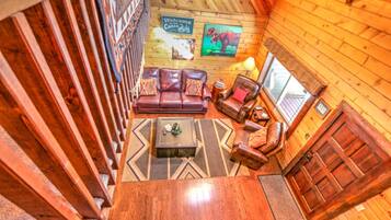 Family Cabin, Multiple Beds, Non Smoking | Living room | TV, fireplace