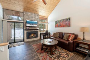 TV, fireplace