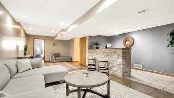 TV, fireplace, video games, Netflix