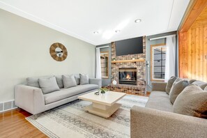 TV, fireplace, video games, Netflix