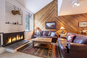 TV, fireplace