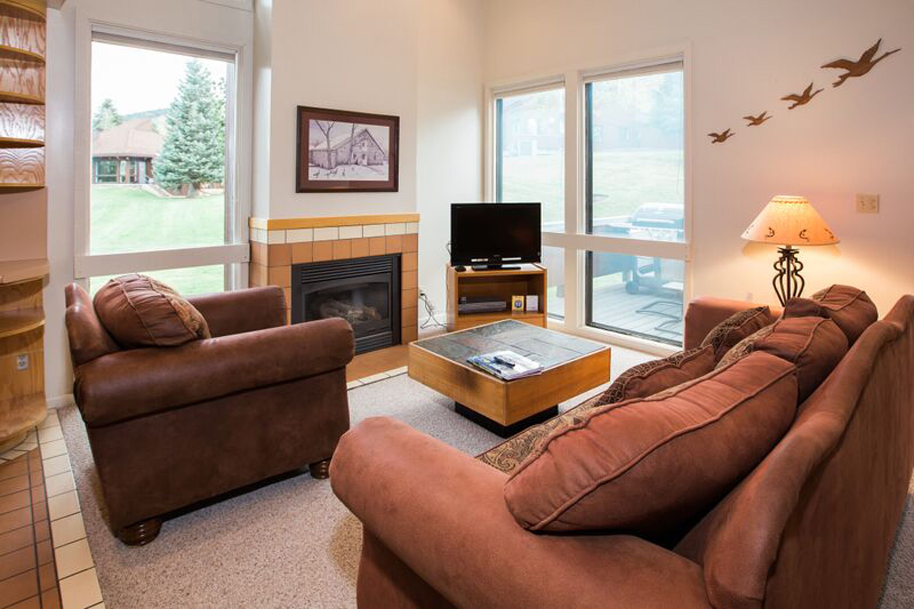 Smart TV, fireplace, streaming services