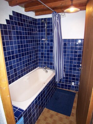 Ensemble baignoire-douche, séchoir à cheveux, serviettes fournies