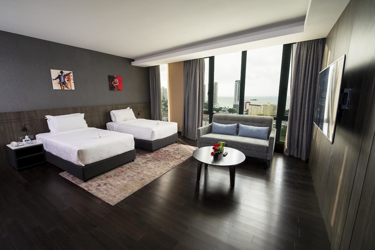 Ropa de cama de alta calidad y minibar