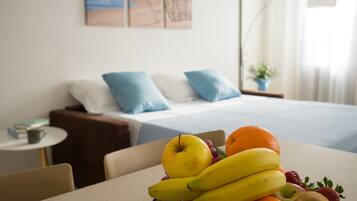 1 bedroom, desk, iron/ironing board, travel cot