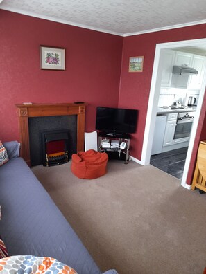 TV, fireplace, video games
