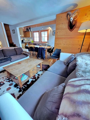 TV, fireplace, DVD player - Typical chalet, combining the charm of wood and stone, overlooking the Isère river  (Tignes)