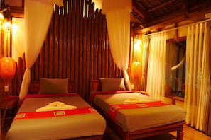 Premium bedding, down comforters, memory foam beds, soundproofing