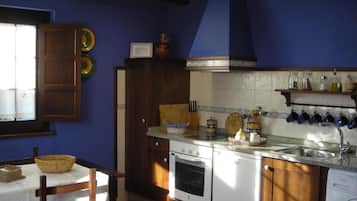 Apartment, Terrace | Private kitchen | Full-size fridge, microwave, oven, stovetop