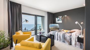 Studio, sjøutsikt | Wi-fi (inkludert) og sengetøy