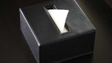 A black box with a white object inside.