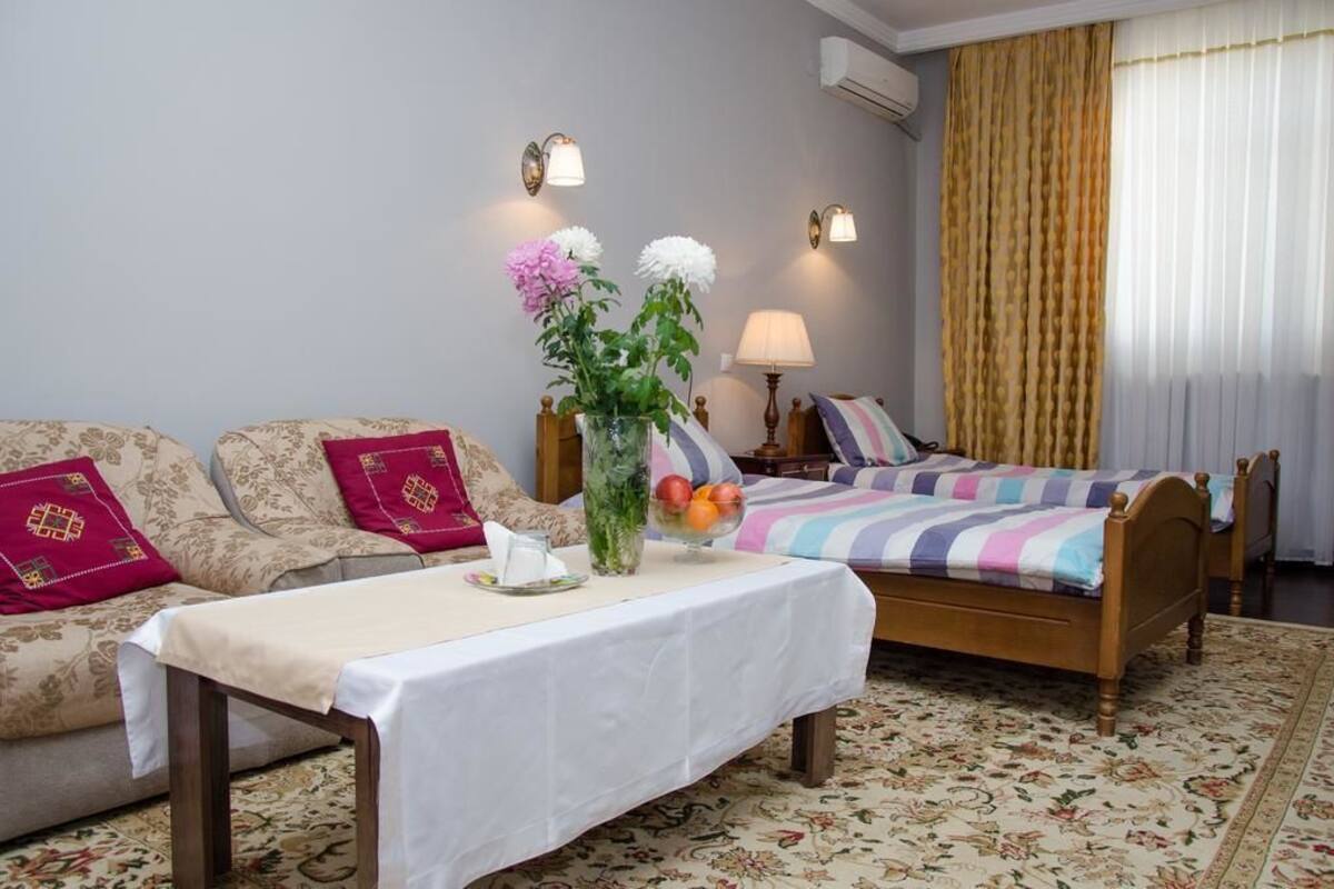 Premium bedding, desk, blackout curtains, iron/ironing board