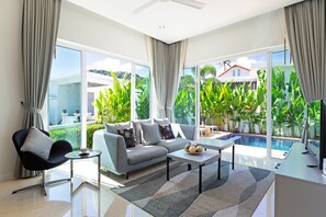2 Bedrooms Pool Villa | Living room | LCD TV - Tropical Stay at 2BR Pool Villa Greens 8 (Rawai)