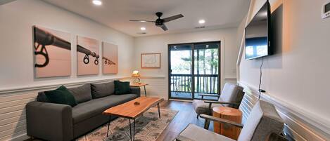 Smart TV, table football, ping pong