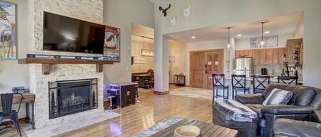 Smart TV, fireplace, video games, table football