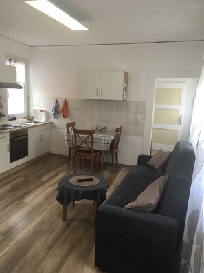 Classic Apartment, Smoking | Private kitchen | Full-size fridge, microwave, oven, stovetop