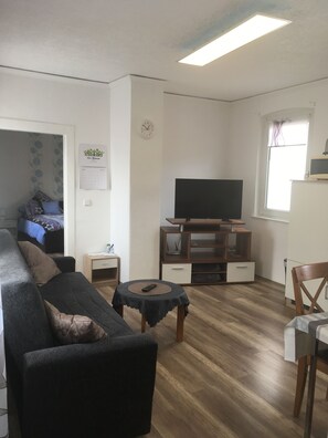Departamento clásico, para fumadores | Sala de estar | Televisión de pantalla plana de 40 pulgadas con canales vía satélite