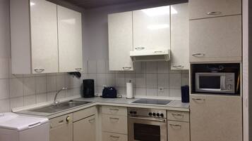 Family Apartment | Private kitchen | Full-size fridge, microwave, oven, stovetop