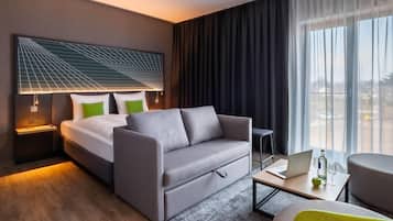 Junior Suite, 1 Queen Bed | Hypo-allergenic bedding available, in-room safe, desk, laptop workspace