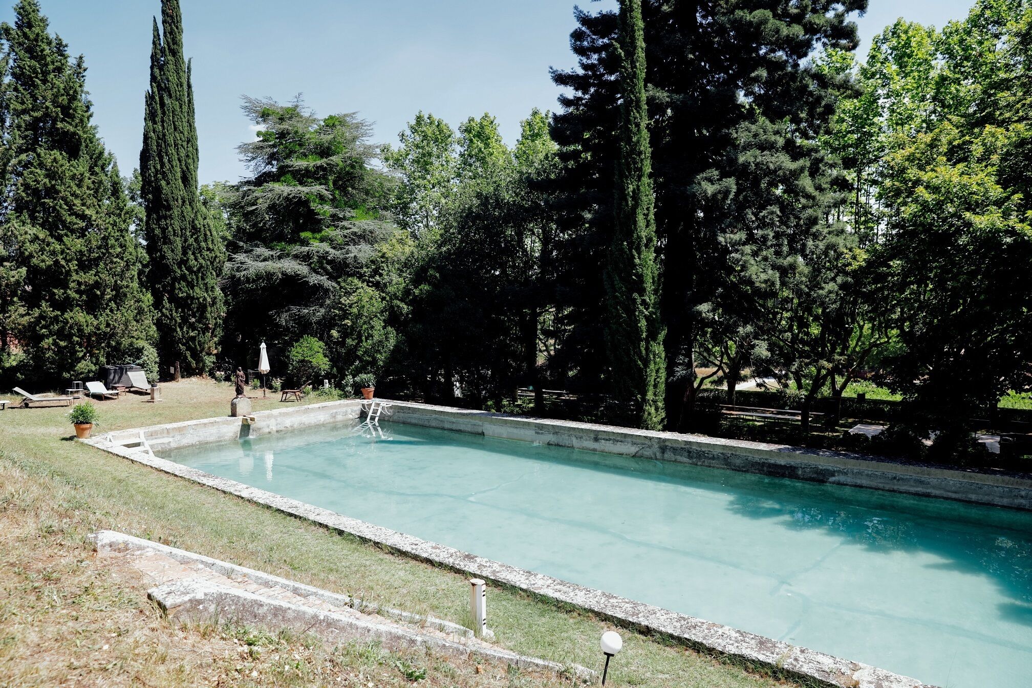 Seasonal outdoor pool, open 9:00 AM to 7:00 PM, sun loungers