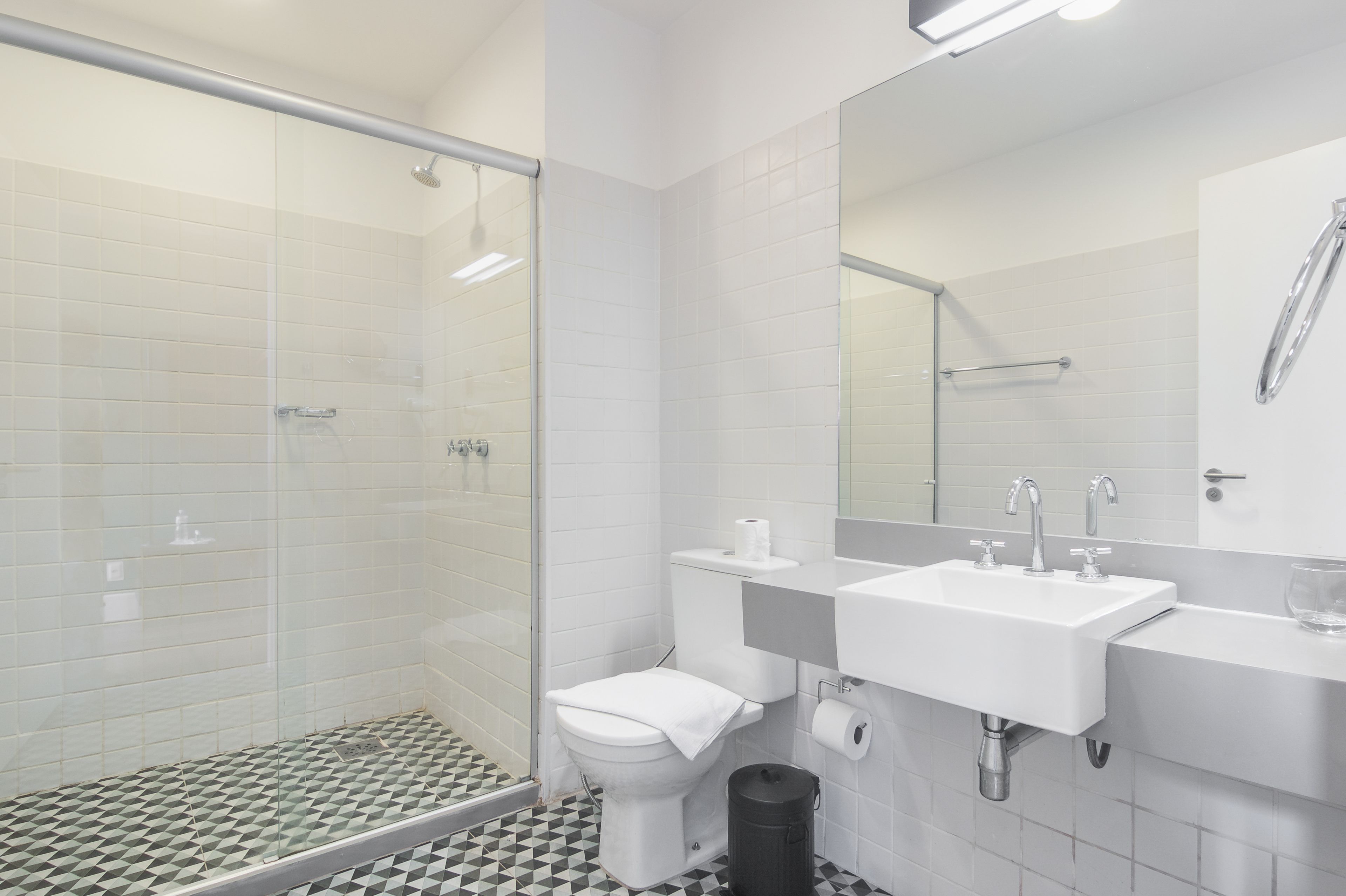 shower, rainfall showerhead, towels