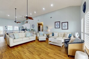 TV, DVD player - Beach Front house with breathtaking views, free WiFi, full kitchen (Dauphin Island)