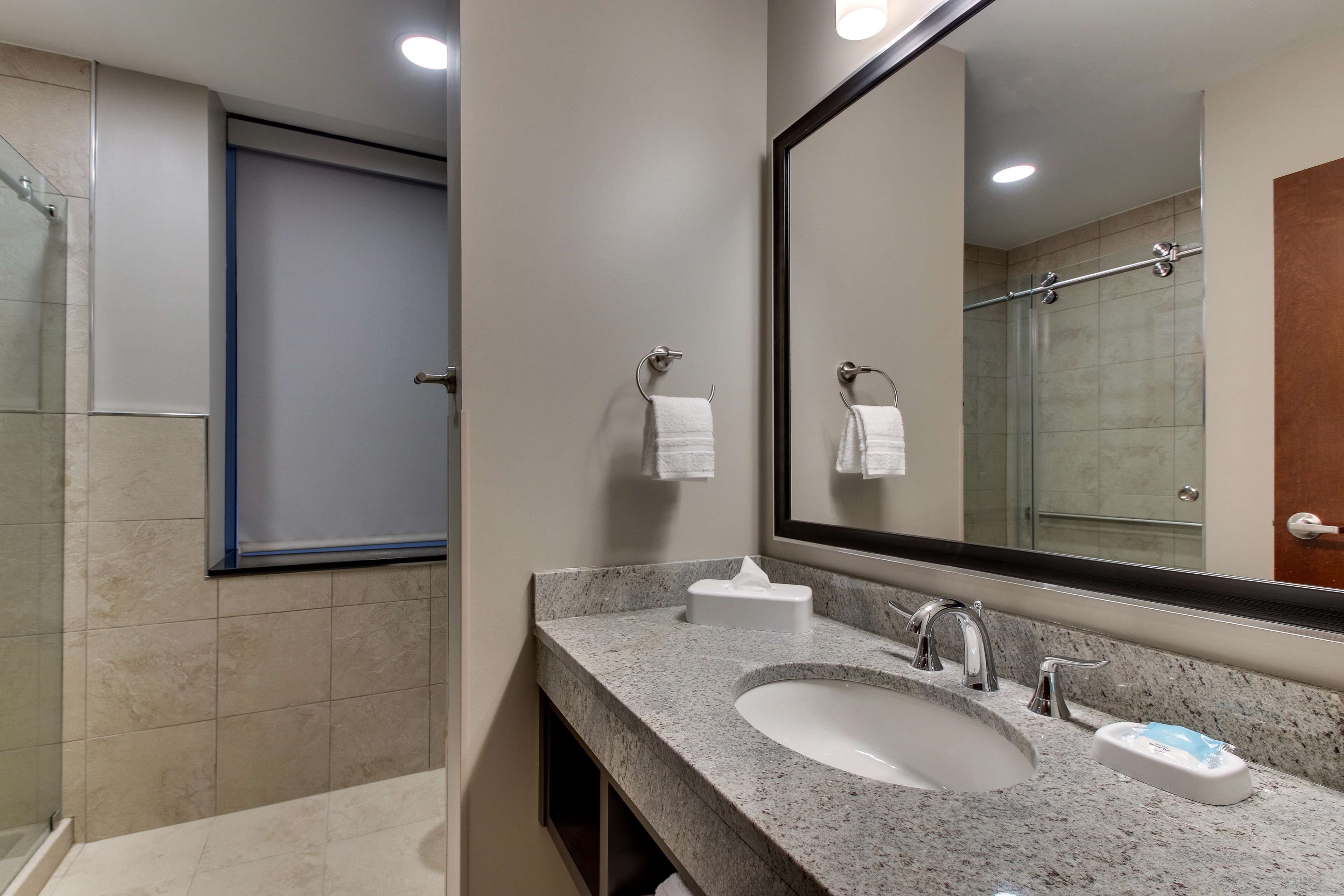 free toiletries, hair dryer, towels