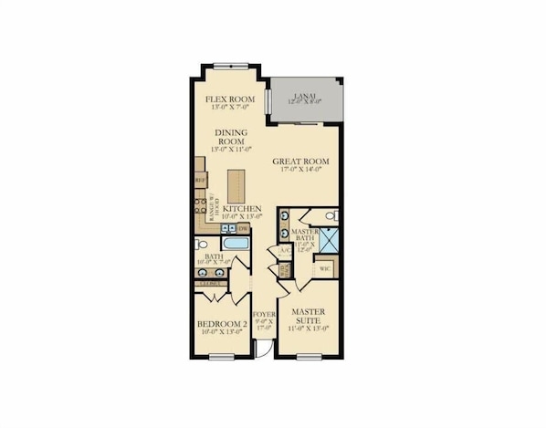 Plano de planta de un hotel con habitación flexible, comedor, cocina y una suite principal con baño principal repetido numerosas veces.