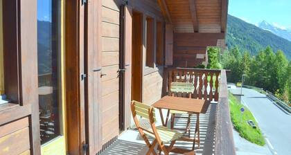 Outside : attic flat on the 2nd floor of an apartment house, for 4 persons, balcony with garden furn