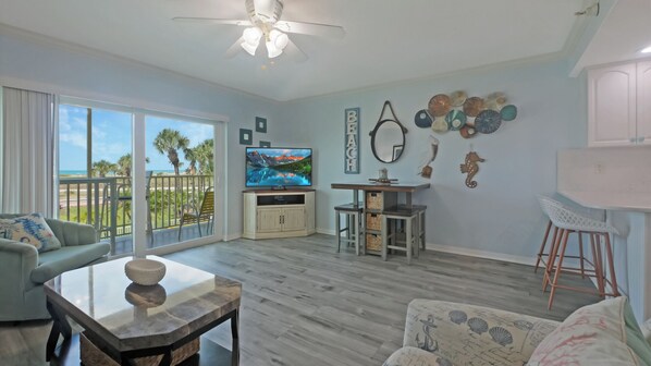 TV, DVD player, ping pong, books