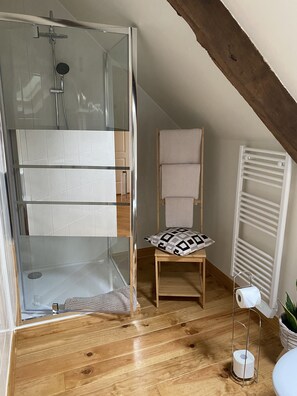 Double Room (Magnolia, 17 sq m) | Bathroom | Shower, hydromassage showerhead, free toiletries, towels