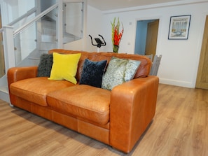 Superior Apartment, 1 King Bed, Non Smoking | Living area | 43-inch TV with cable/satellite TV channels, DVD player