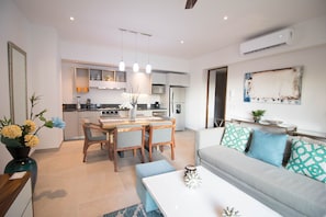 Luxury Condo, 1 King Bed, Non Smoking, City View | Living area | Smart TV