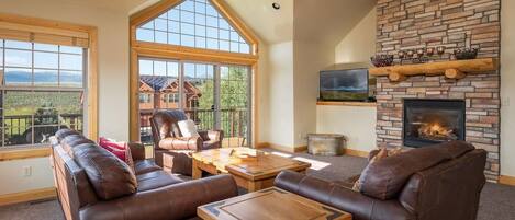 TV, fireplace