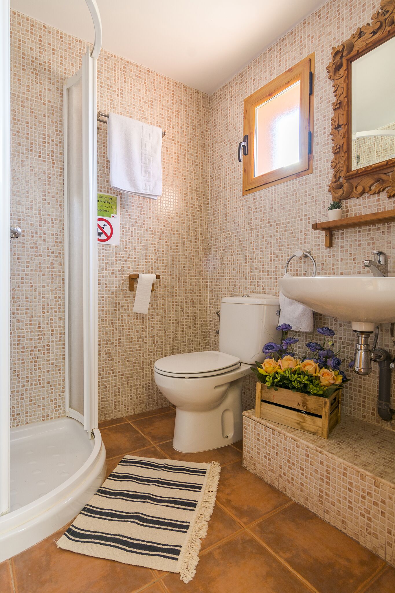 Douche, sèche-cheveux, serviettes fournies, papier toilette