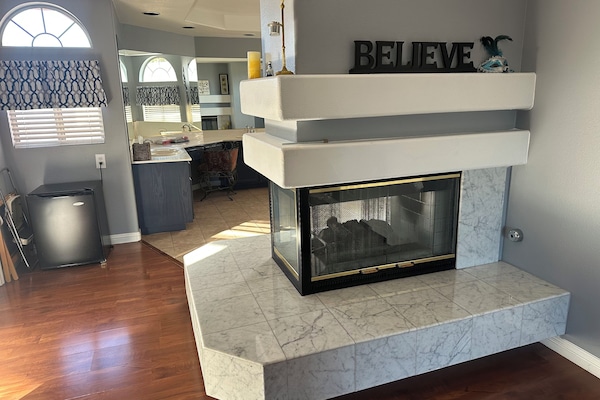 Master bedroom fireplace