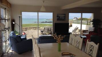 Una televisión, una chimenea, un reproductor de DVD, libros