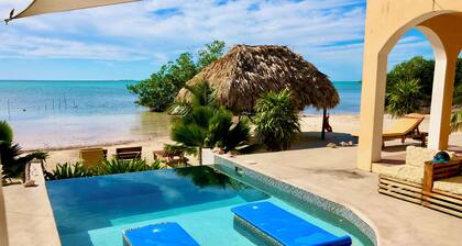 Private Beachfront Villa 6BR Caribbean Beach Palapa Pool/Cook/Pier/Rooftop bar