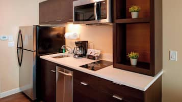 Studio, 2 Queen Beds | Private kitchen | Full-size fridge, microwave, stovetop, dishwasher