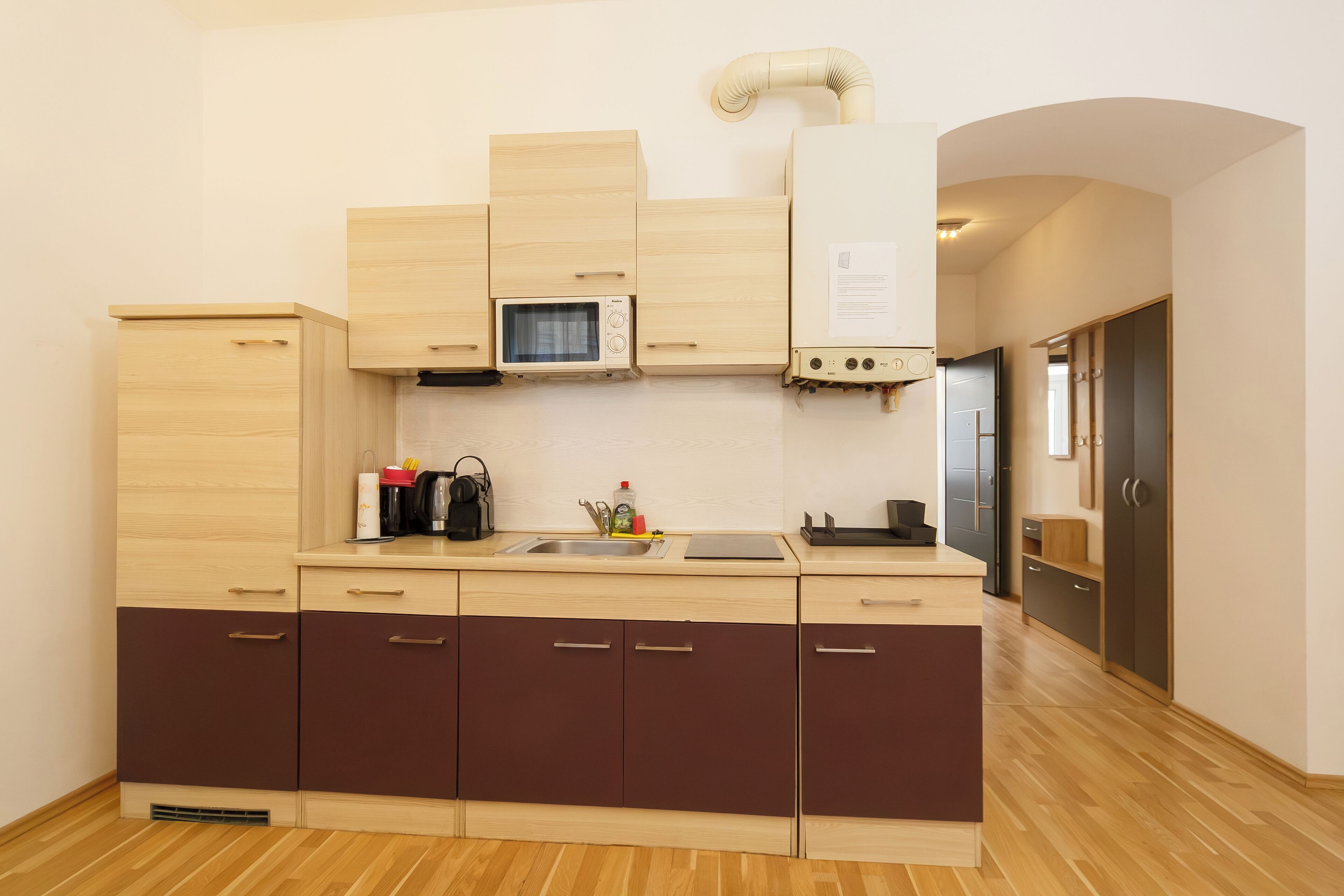 Kühlschrank, Mikrowelle, Ofen, Herdplatte