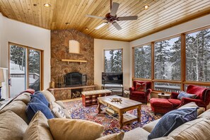 TV, fireplace, DVD player