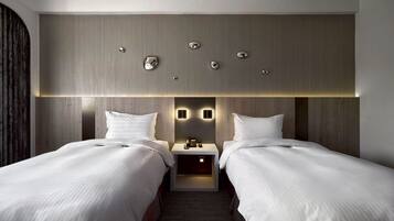 Habitación Deluxe con 2 camas individuales, varias camas, para no fumadores, baño en la habitación | Ropa de cama de alta calidad, edredón y camas con pillow-top