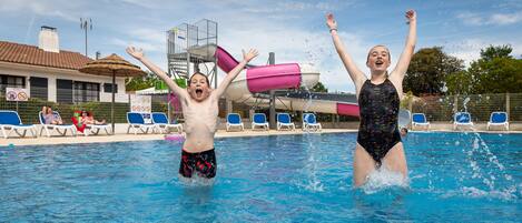 Indoor pool, outdoor pool, pool loungers