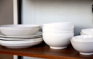 Apartment | Private kitchen | Fridge, microwave, stovetop, cookware/dishes/utensils - Guest House Euro Honmachi (Osaka)