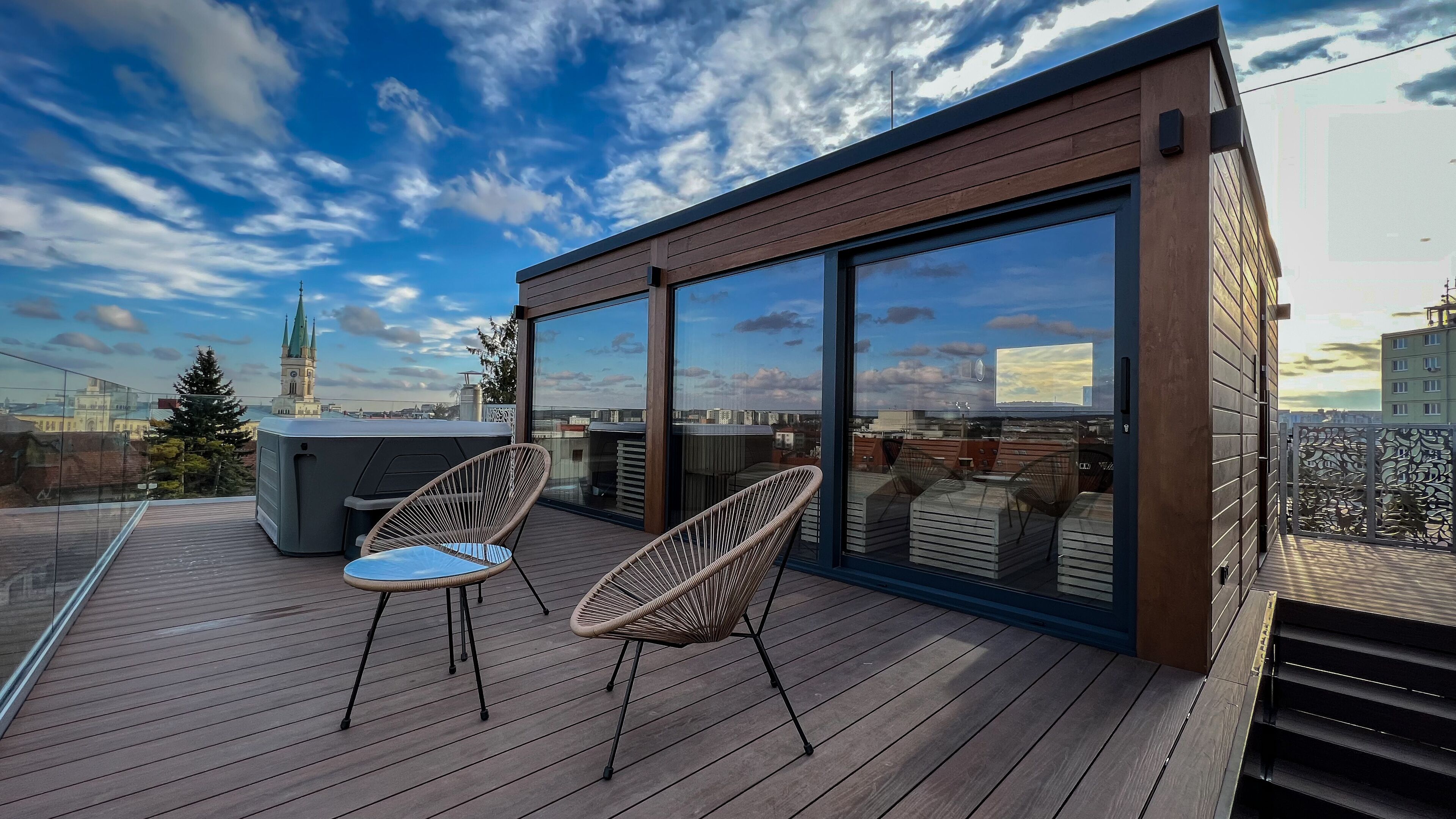 Een sauna, een bubbelbad