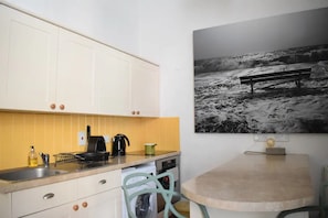 Fridge, microwave, oven, toaster