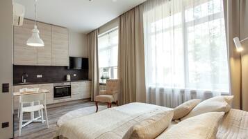 Studio apartament: | 1 camera, biancheria da letto di alta qualità, una scrivania